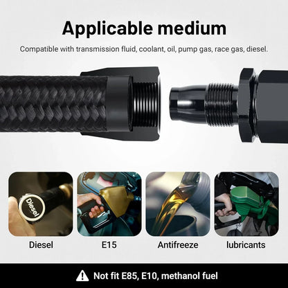 Universal 10AN Nylon Braided Fuel Line Hose Fitting Kit - 20FT