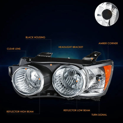 Driver Side Headlight Lamp for 2012-2016 Chevy Sonic with Chrome Bezel