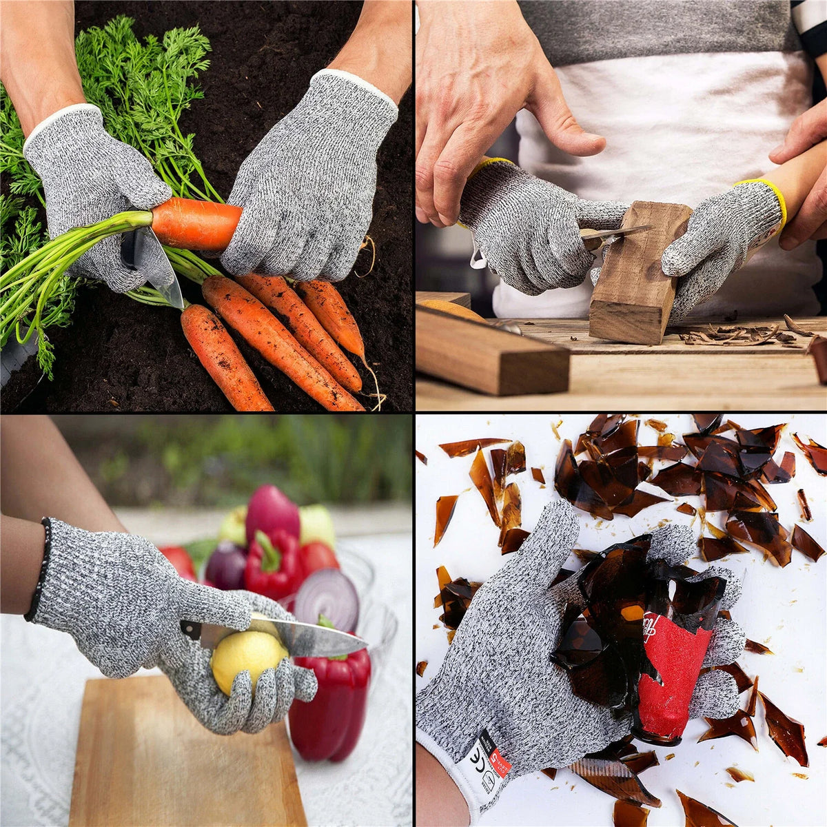 5 Pair Set of Level 5 Protection Cut Resistant Working Gloves