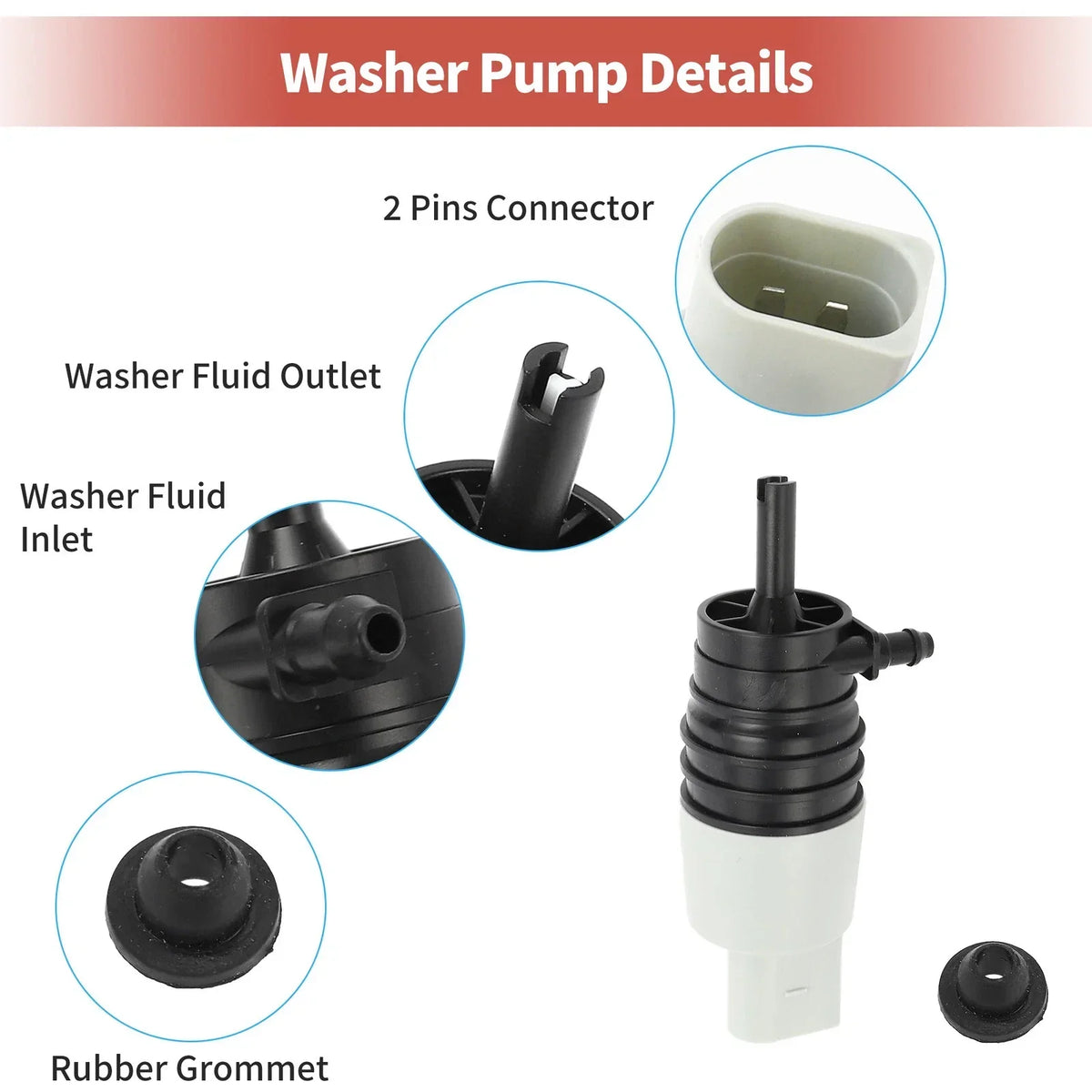 Windshield Washer Pump & Grommet for C-Class (2015-2023) Mercedes-Benz