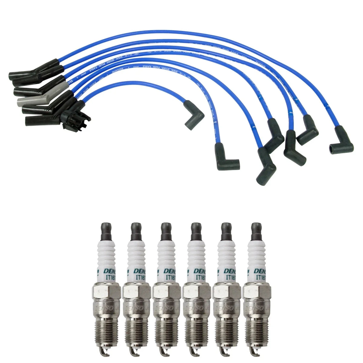 NGK Wire Set & Denso 6 Iridium TT Spark Plugs for Aerostar Ranger Taurus (1986–1997)