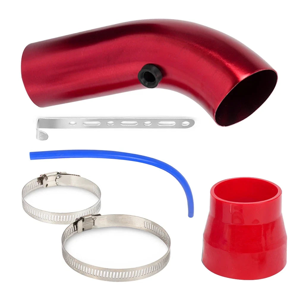 76mm 3" Aluminum Cold Air Intake Induction Pipe Hose Tube RED for Universal