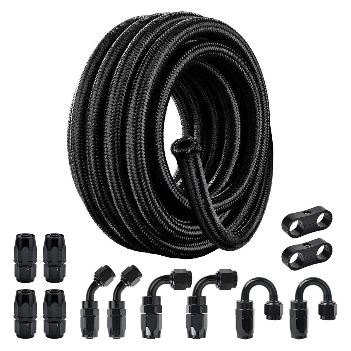 Universal 10AN Nylon Braided Fuel Line Hose Fitting Kit - 20FT
