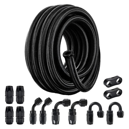 Universal 10AN Nylon Braided Fuel Line Hose Fitting Kit - 20FT
