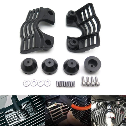 Black Slotted Finned Spark Plug Head Bolt Covers for Harley Touring (FLH FLT)