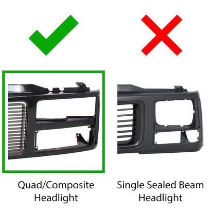 Grille for GMC K1500 C1500 (1988–1999) Dual Headlight Black Plastic