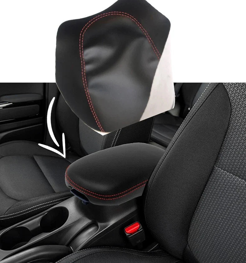 Center Console Armrest Cover for Kia Soul (2014–2019) Red Stitch