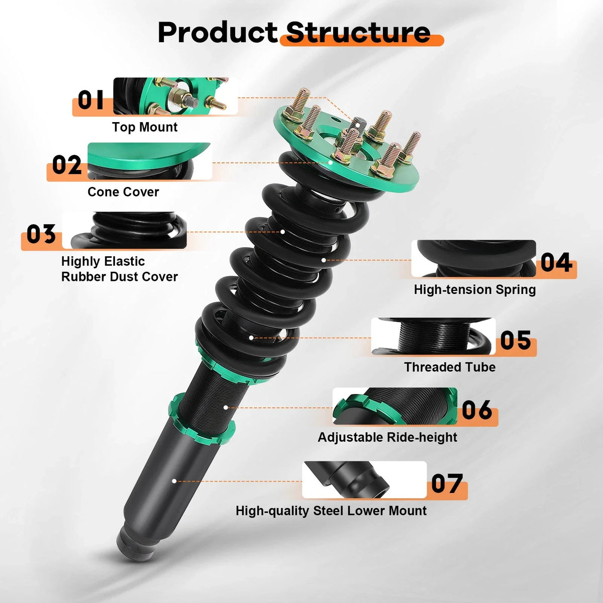 Coilovers for Honda Accord (2008–2012) Adjustable Height Shock Absorbers