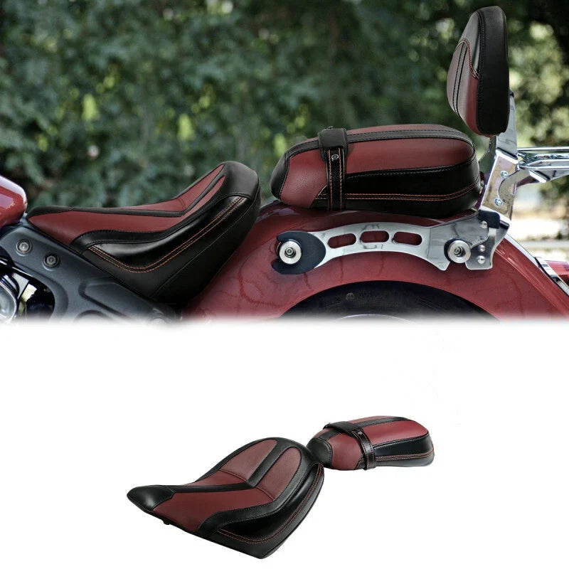 Passenger Driver Seat for Indian Scout Sixty 2015-2023 - Black Burgundy
