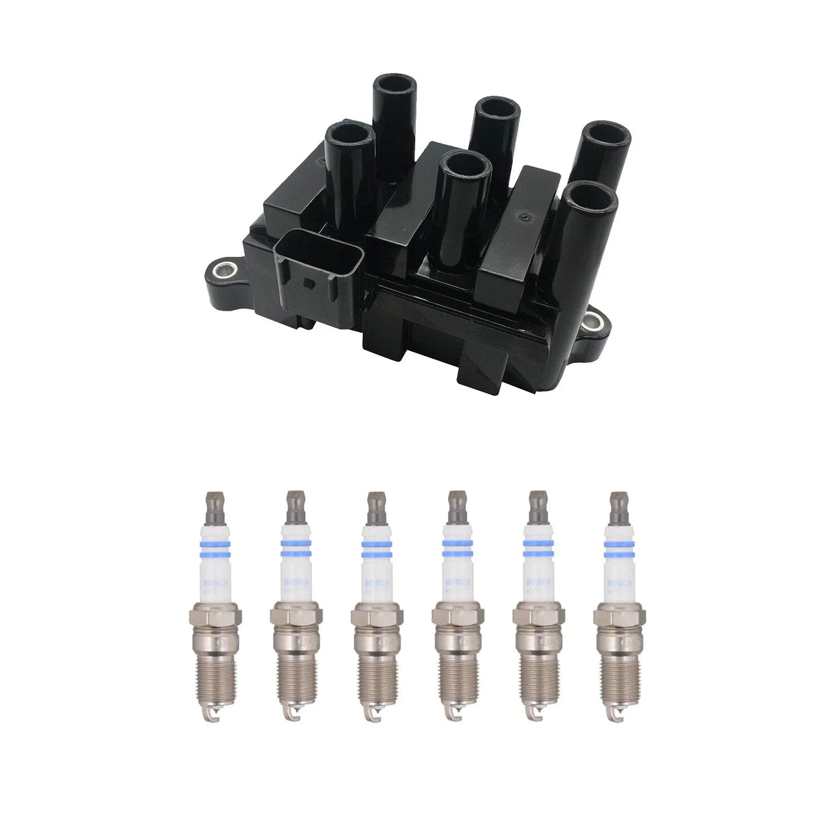 Set of 6 Hitachi Ignition Coils & Bosch Platinum Spark Plugs for Ranger Sable (V6)