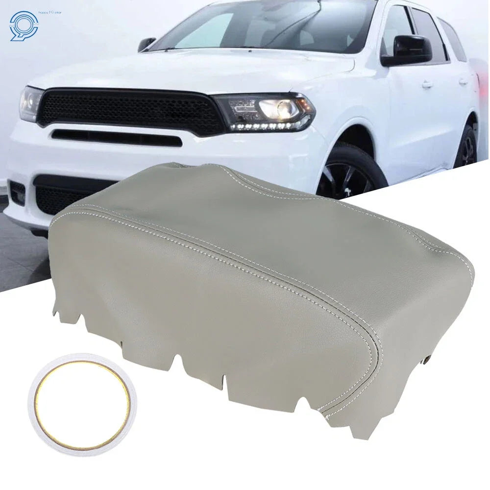 Center Console Lid Armrest Cover for Dodge Durango (2011–2019) Leather Gray