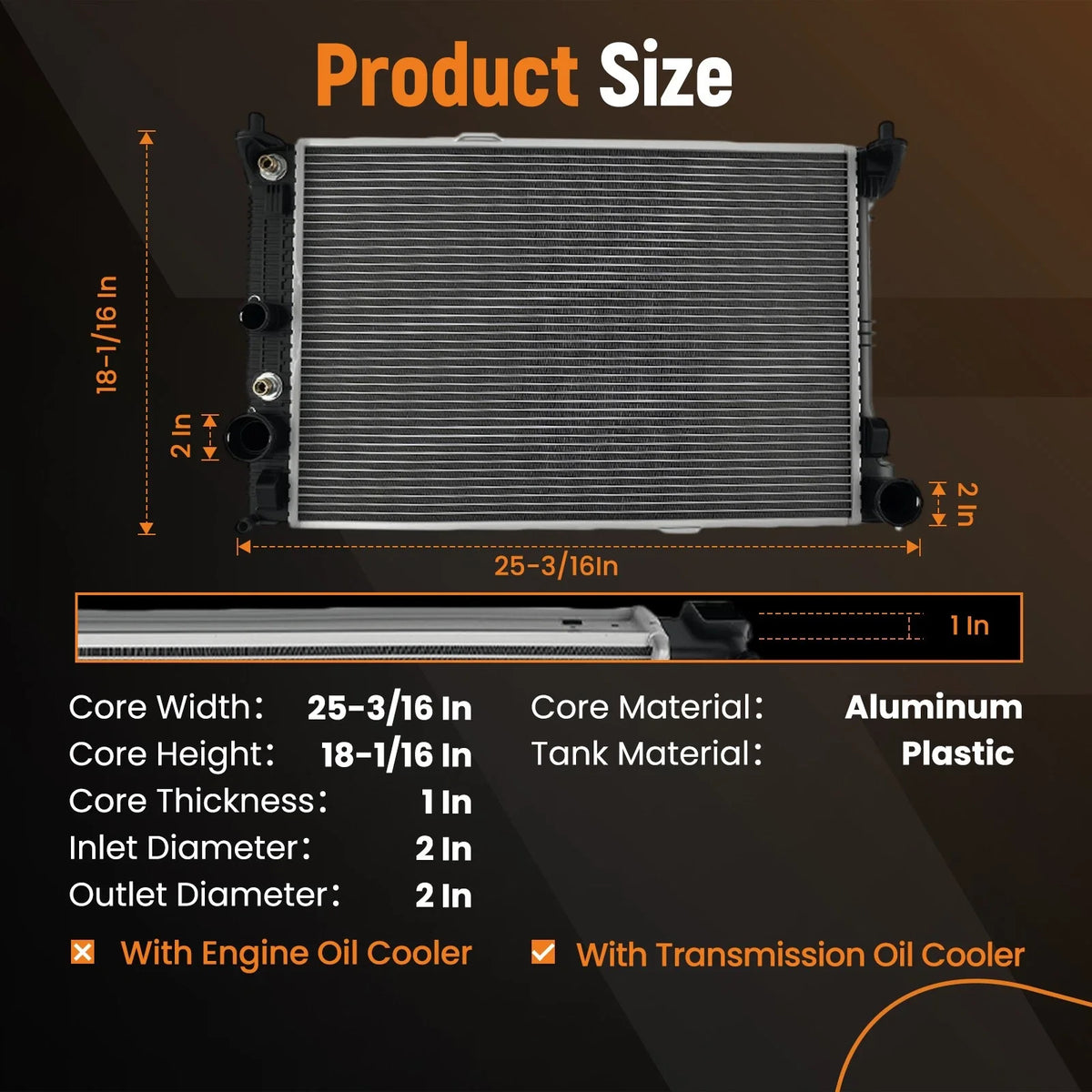 Aluminum Radiator for Mercedes-Benz E400 (2013–2017) W212/W213 V6