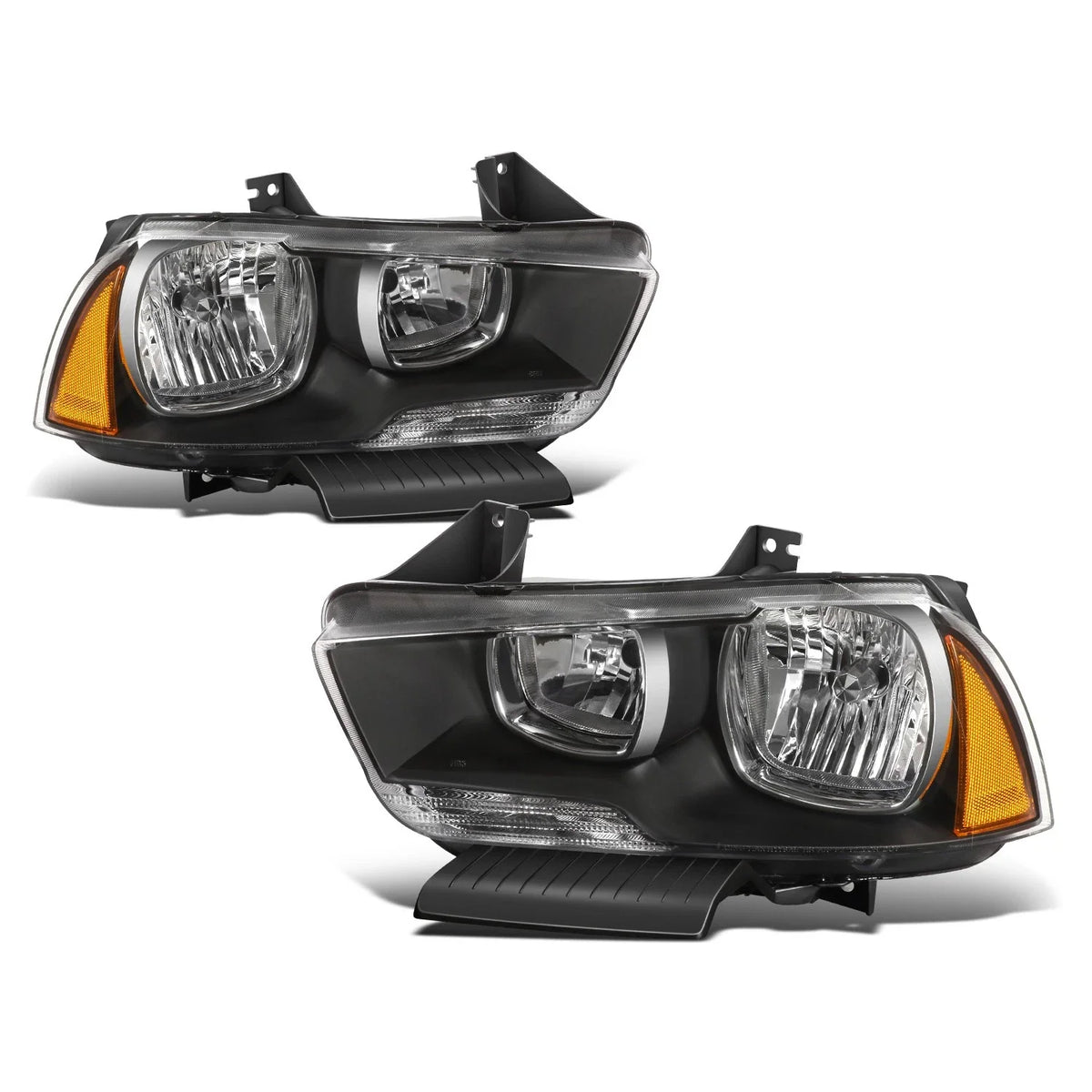 Headlight Set for Dodge Charger (2011–2014) Black Housing Amber Corner