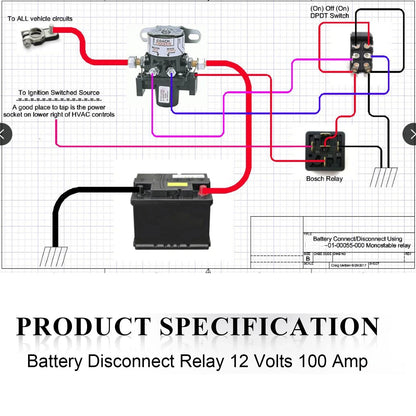 Battery Disconnect Relay Switch for (01-00055-010, 100 Amp, 12V)