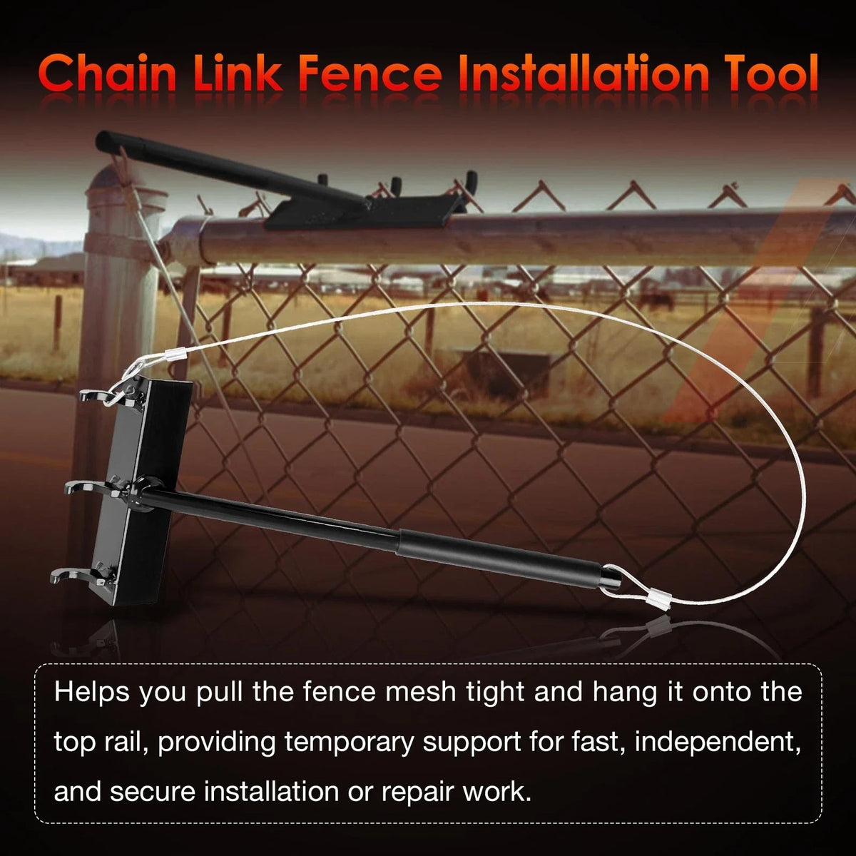 Chain Link Fence Top Rail Fabric Hanging Tool with Hook & Rail Bracket