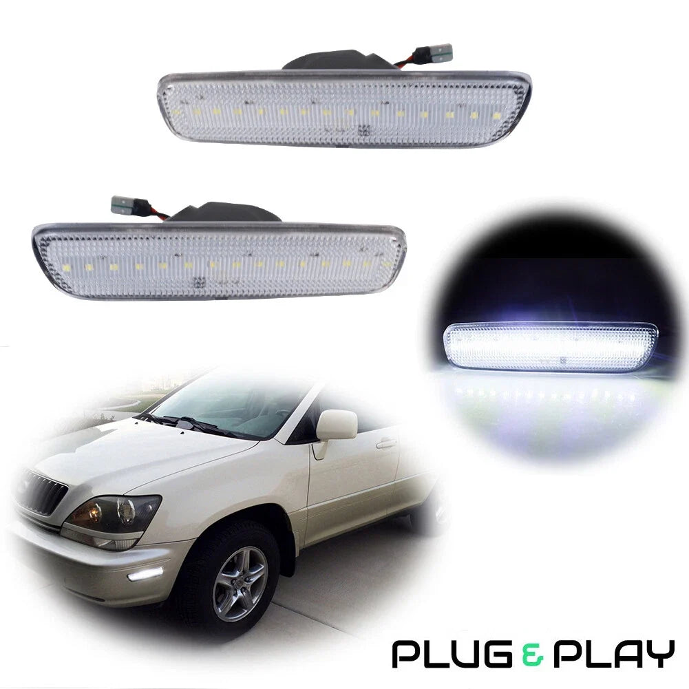 2X White LED Front/Rear Side Marker Parking Lights for Lexus RX300 (1999–2003)