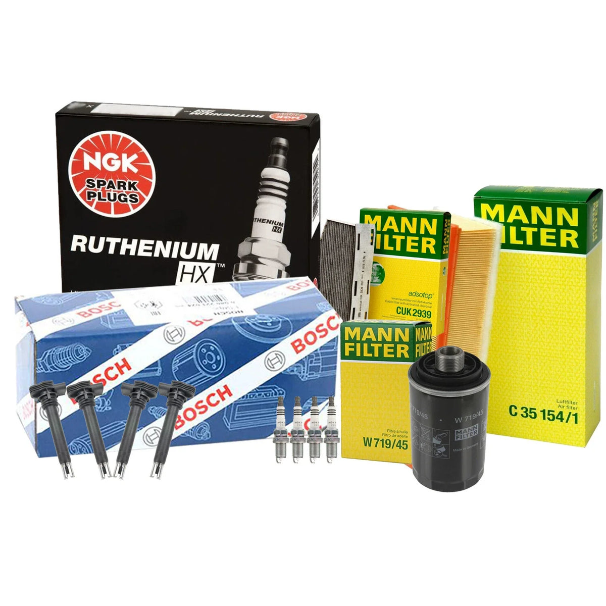 Set of 4 NGK Ruthenium HX Spark Plugs for Audi