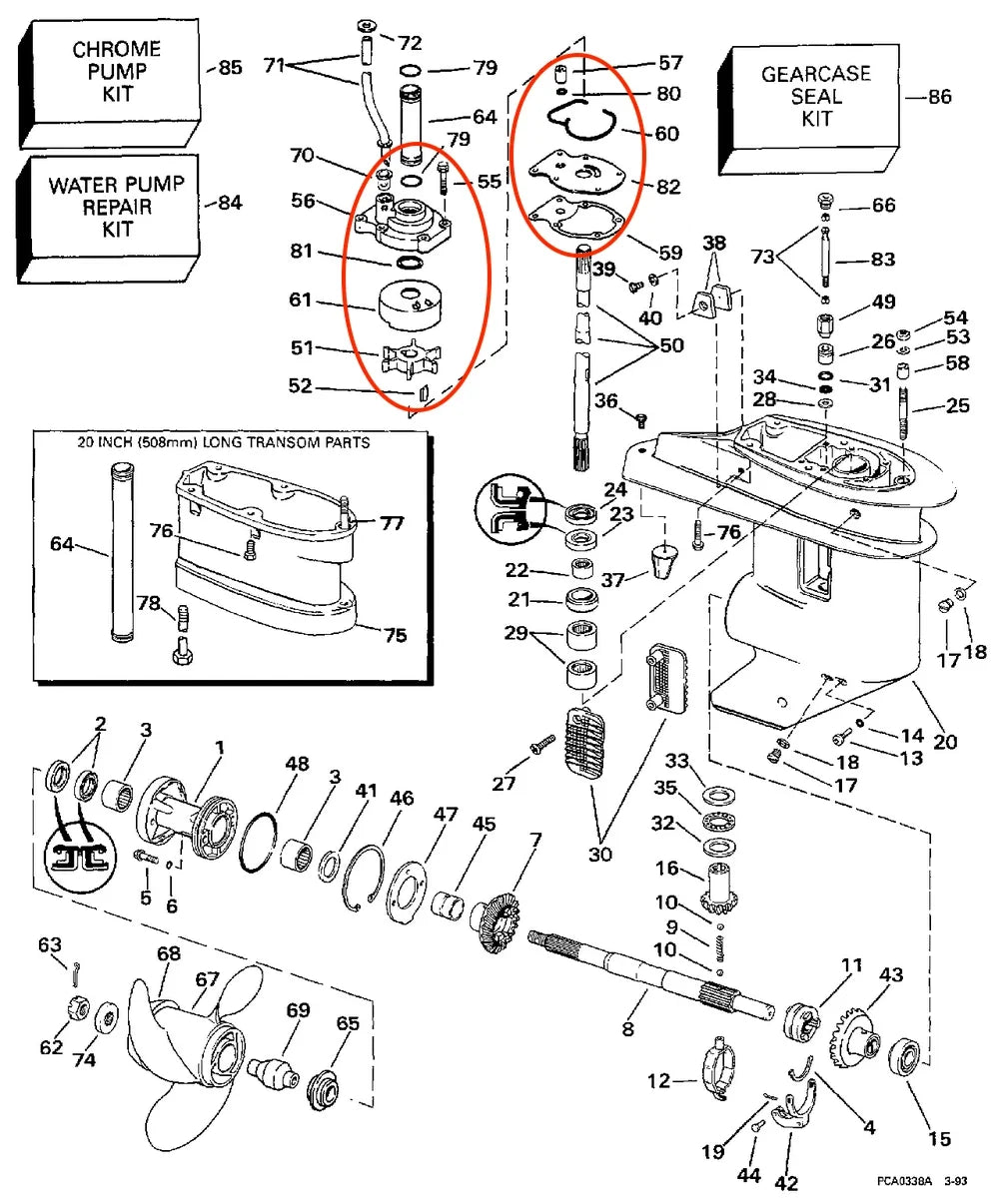 Water Pump Repair Kit for Evinrude Johnson 20 25 30 HP (2-Stroke)