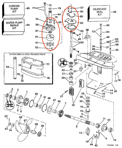 Water Pump Repair Kit for Evinrude Johnson 20 25 30 HP (2-Stroke)