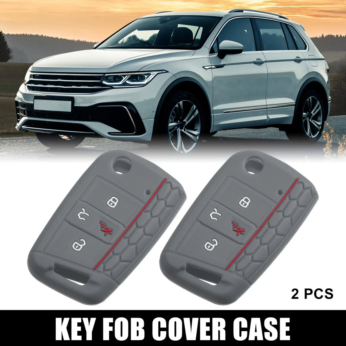 2X Silicone Key Fob Cover Case for VW (4 Buttons)