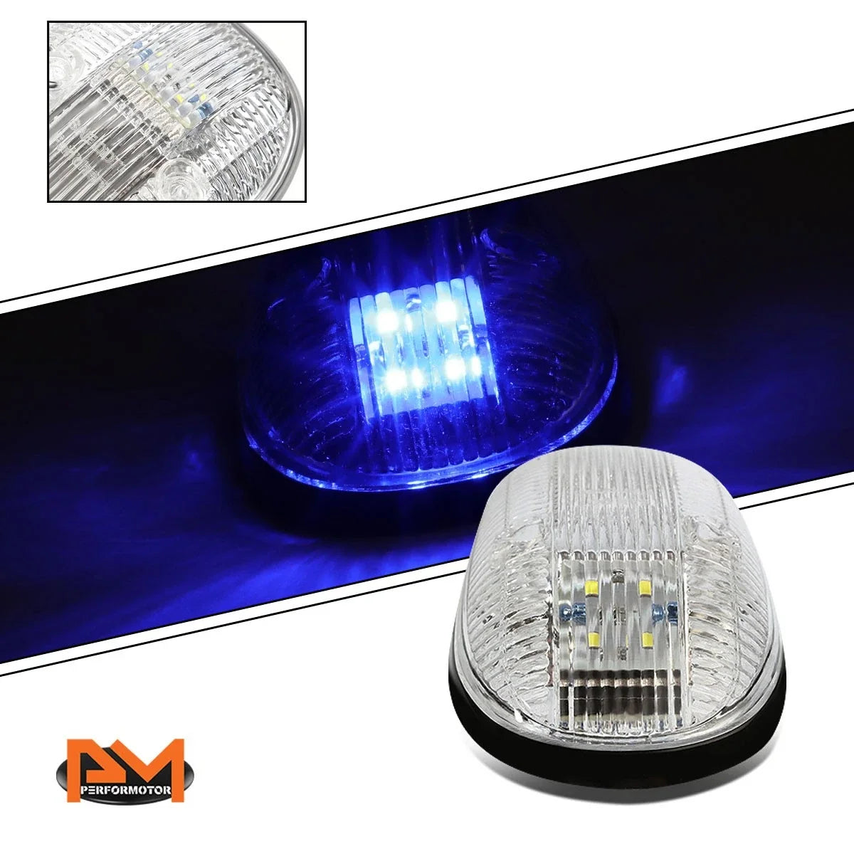 Cab Roof Running Light Set, 5Pcs Chrome with Blue LEDs for Dodge Ram 1999–2001