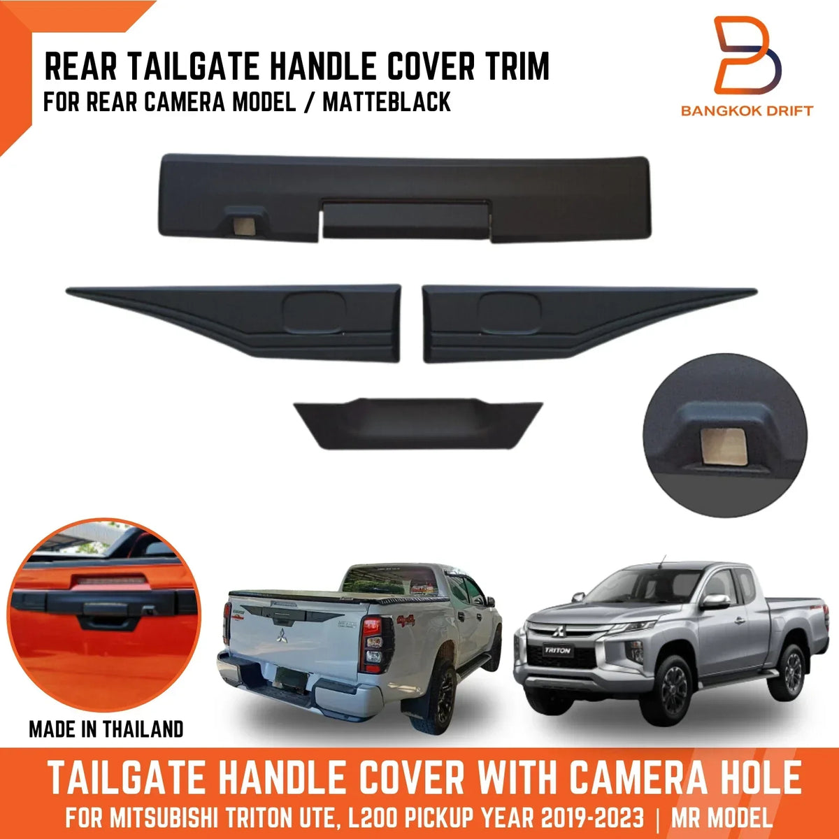 Tailgate Handle Cover - Matte Black for Mitsubishi Triton Ute (2019-2023)