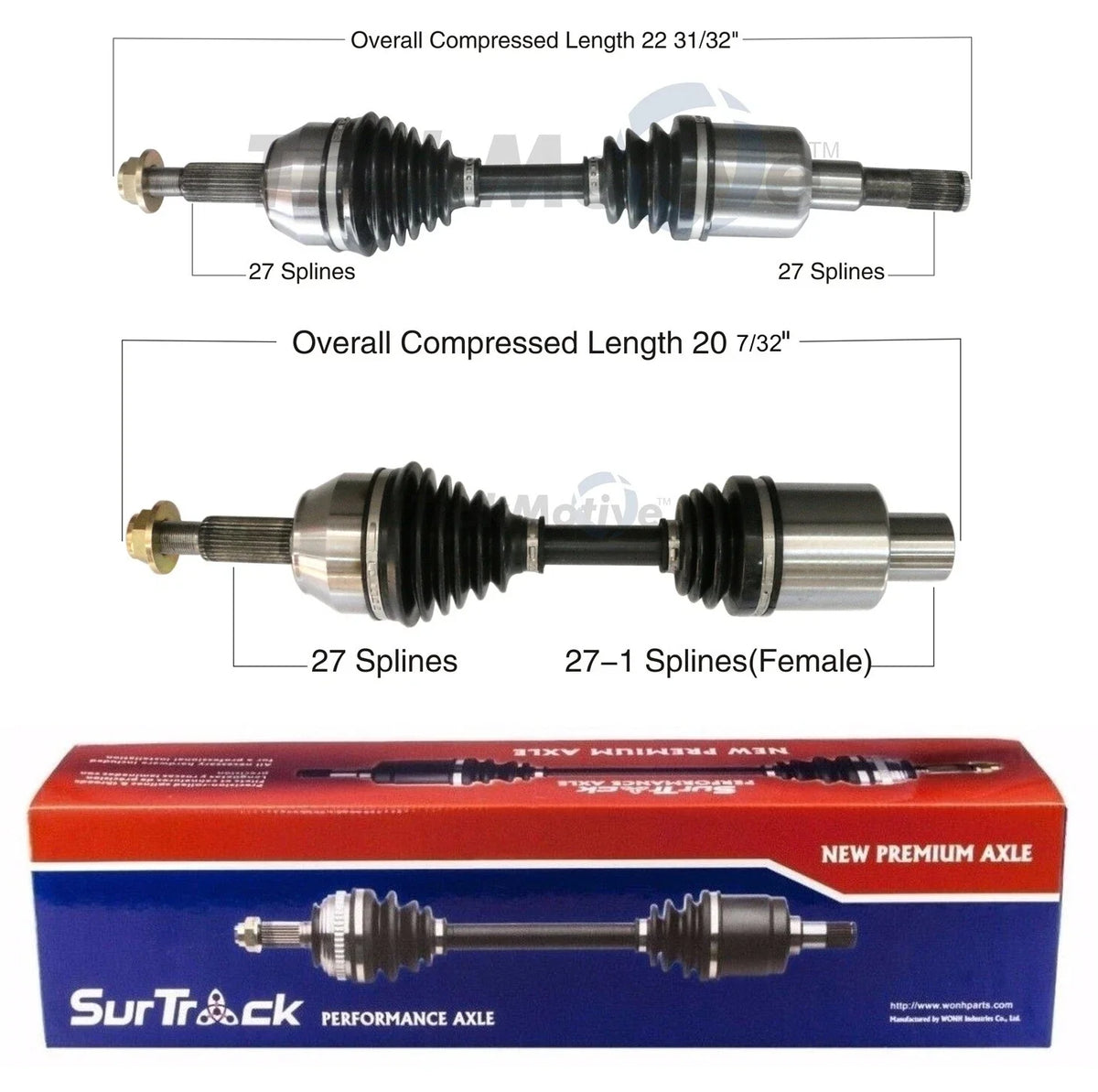 Set of 2 Front CV Axle Shafts for Mazda B4000, Ford Ranger 4WD (1998–2000)