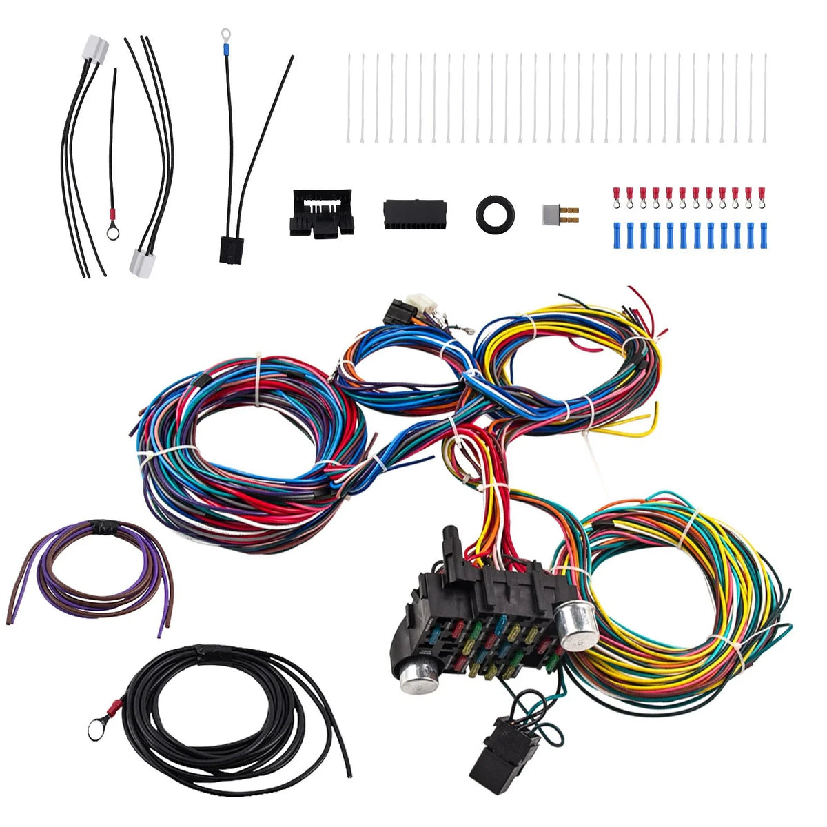 21 Circuits Wiring Harness & 17 Fuses with Plug Connector Kit for GMC Chevy