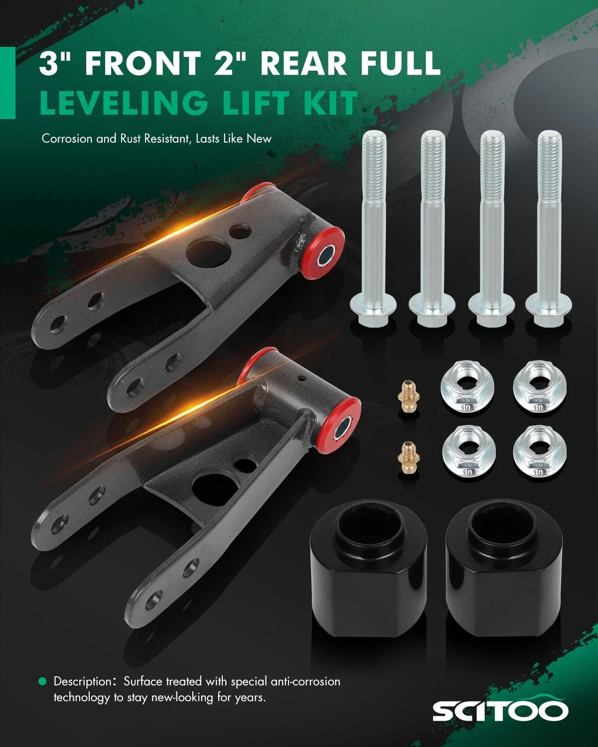 3" Front Coil Spacers & 2" Shackles Lift Kit for Jeep Cherokee XJ (1984–2001)