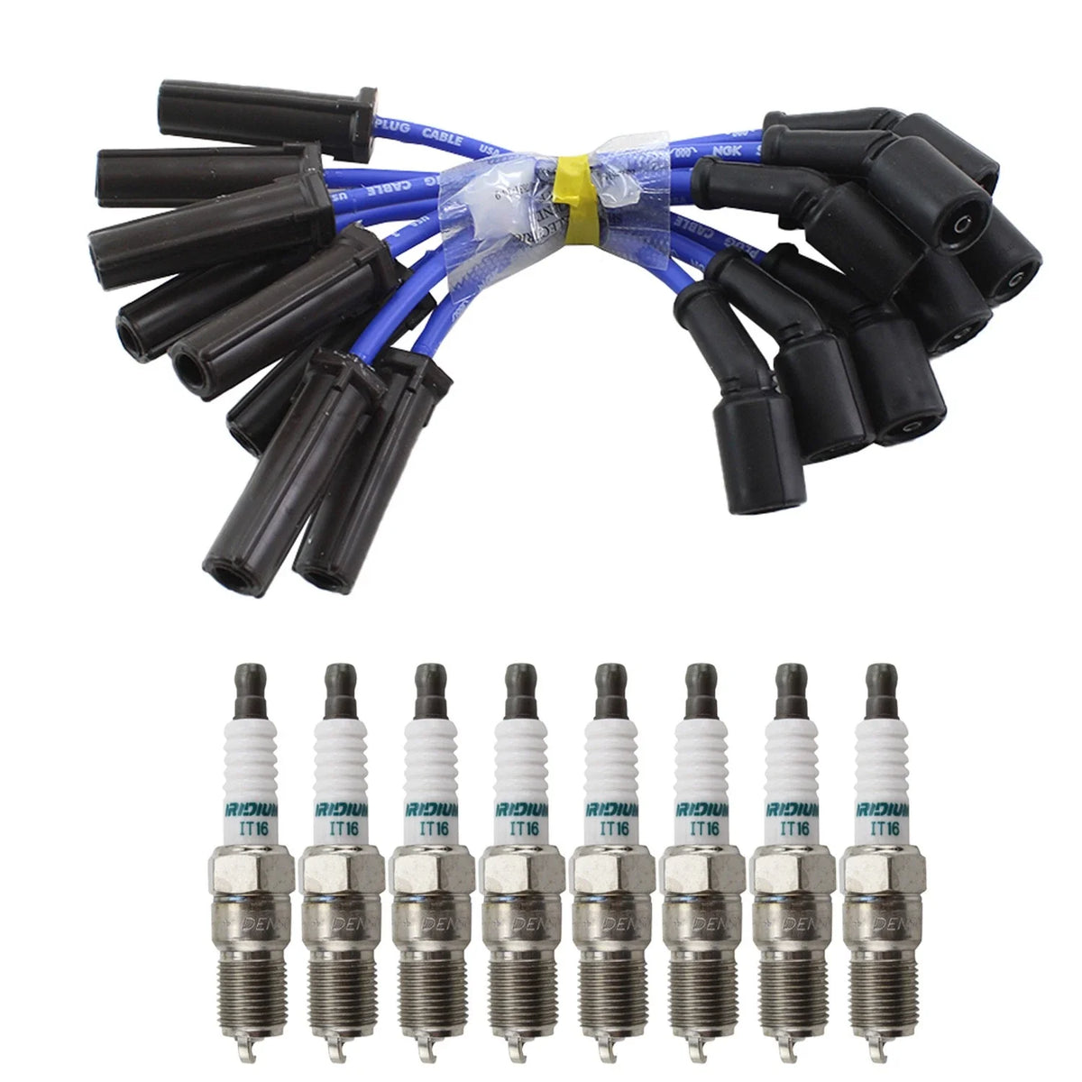 NGK Wire Set & Denso 8 Iridium Power Spark Plugs for Silverado 1500 Tahoe (2007–2013)