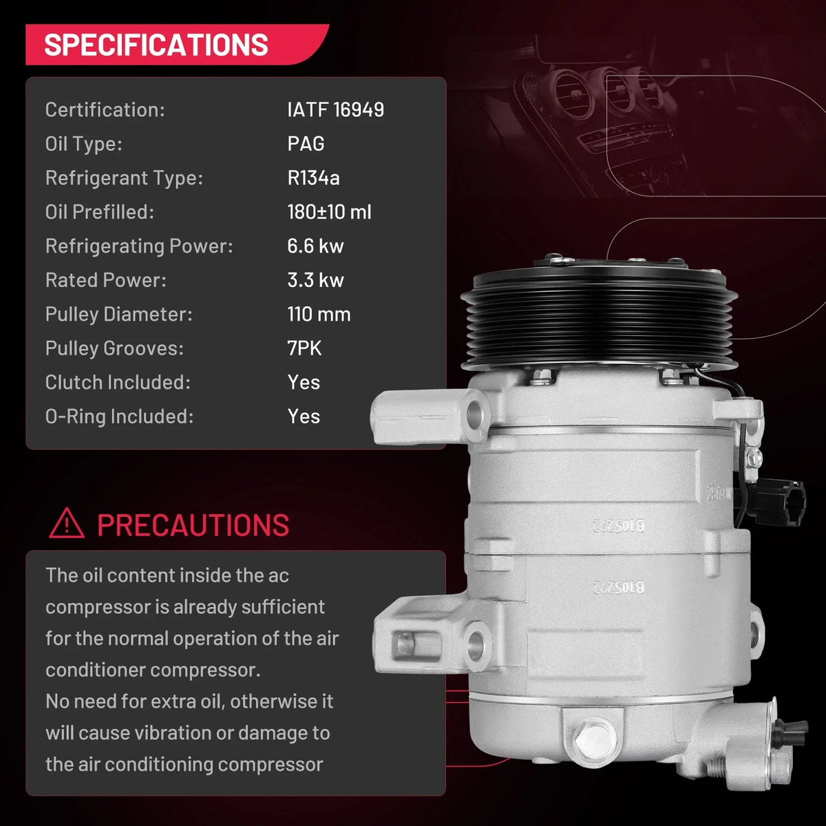 AC Compressor for Nissan Armada Pathfinder Titan NV Infiniti QX56 (2004–2015) 67641