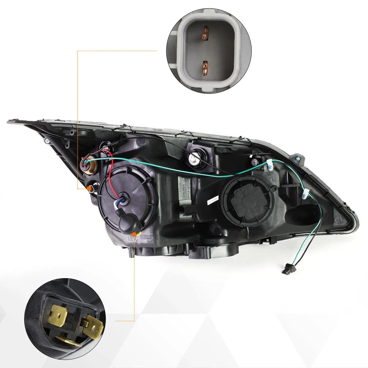 Replacement Projector Headlight with Black Housing for Honda CR-V 2007-2011