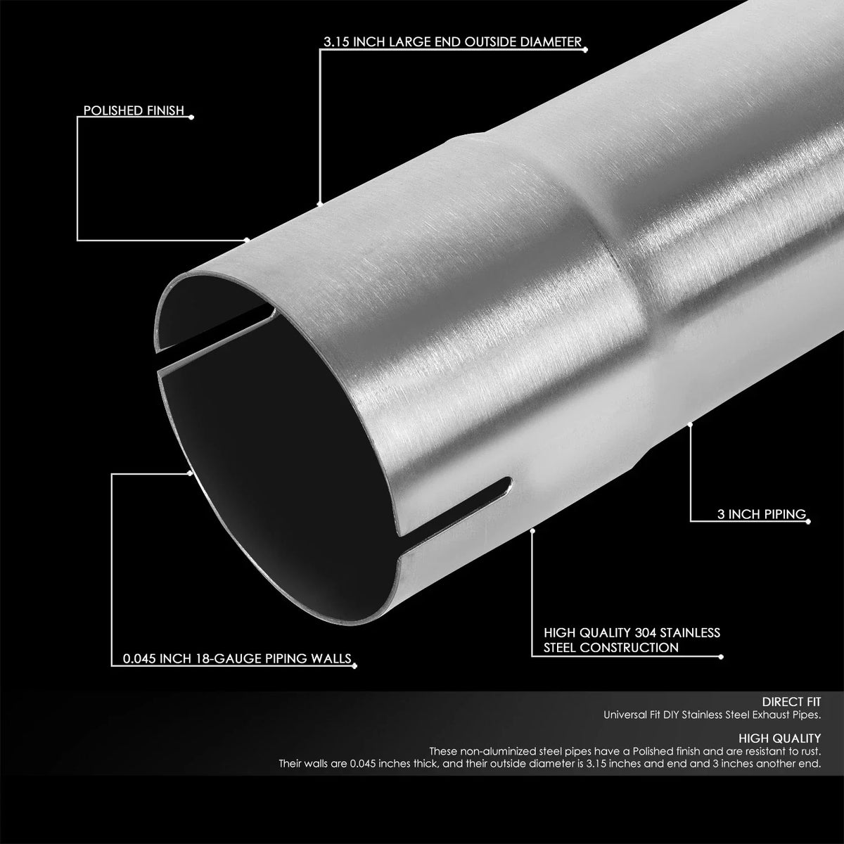 3" 180 Degree Mandrel U-Bend Exhaust Pipe for DIY (Fits )