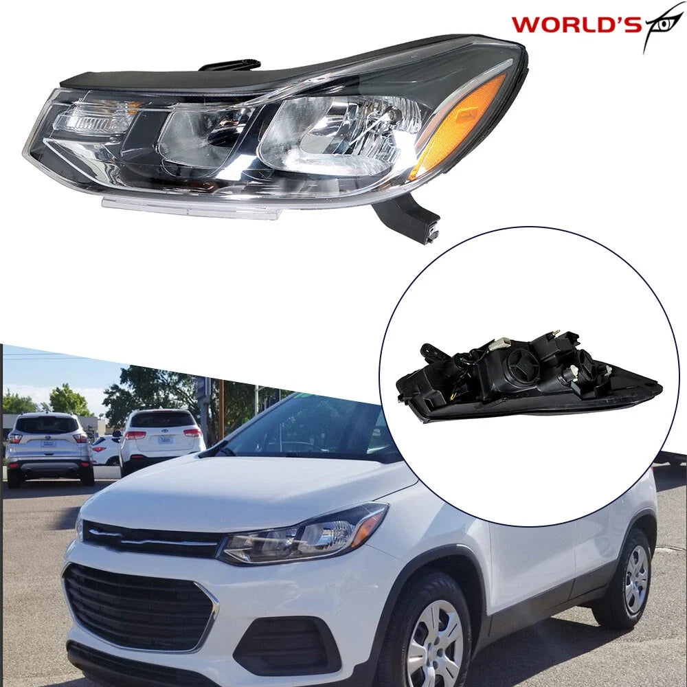Driver Left Headlight for Chevrolet Trax (2017–2019) Halogen Chrome Housing