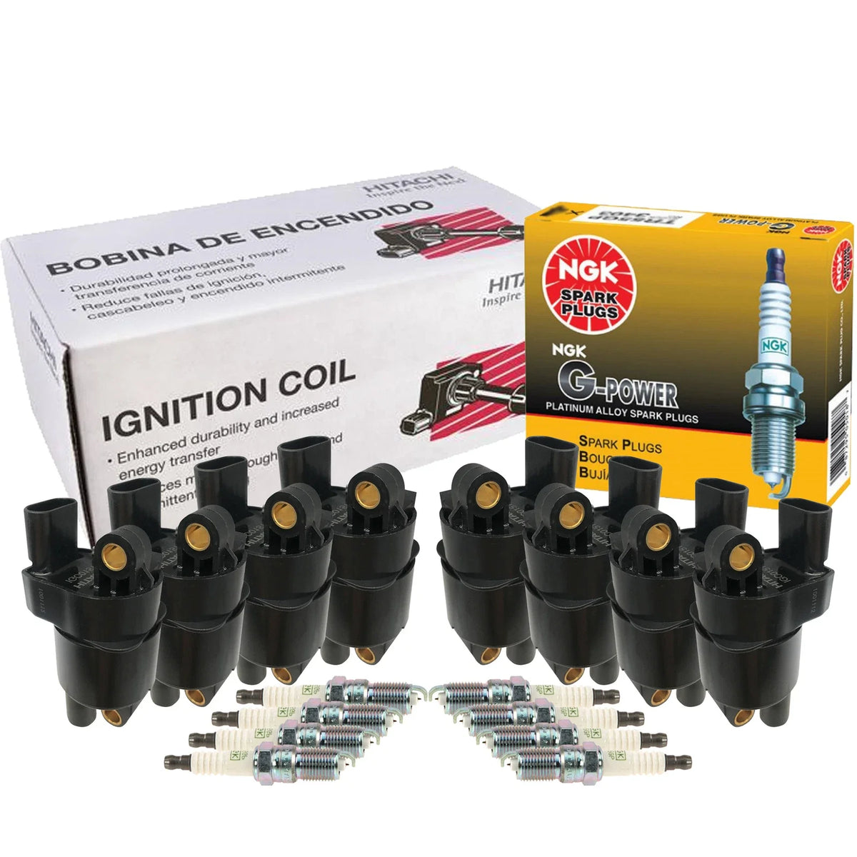 Set of 8 Ignition Coils & NGK GPower Spark Plugs for Buick Cadillac Chevy GMC