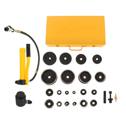 Hydraulic Knockout Punch Driver Tool Kit 15 Ton with 10 Dies 1/2" to 4"