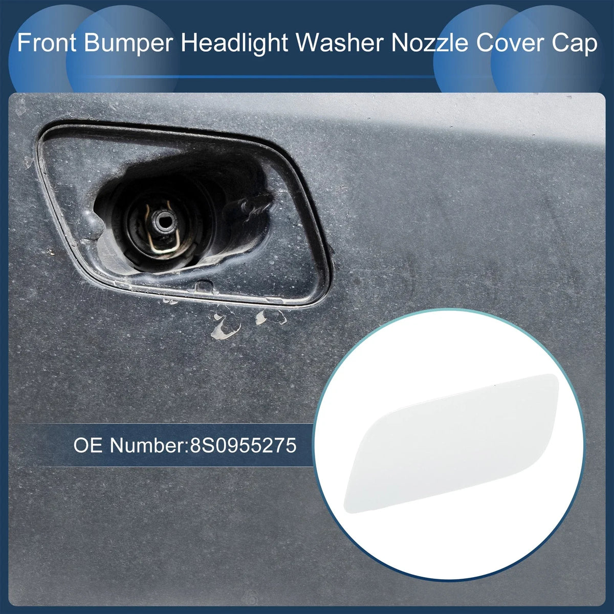Front Left Washer Nozzle Cover Cap for Audi TT (2016–2023) 1 Pcs White