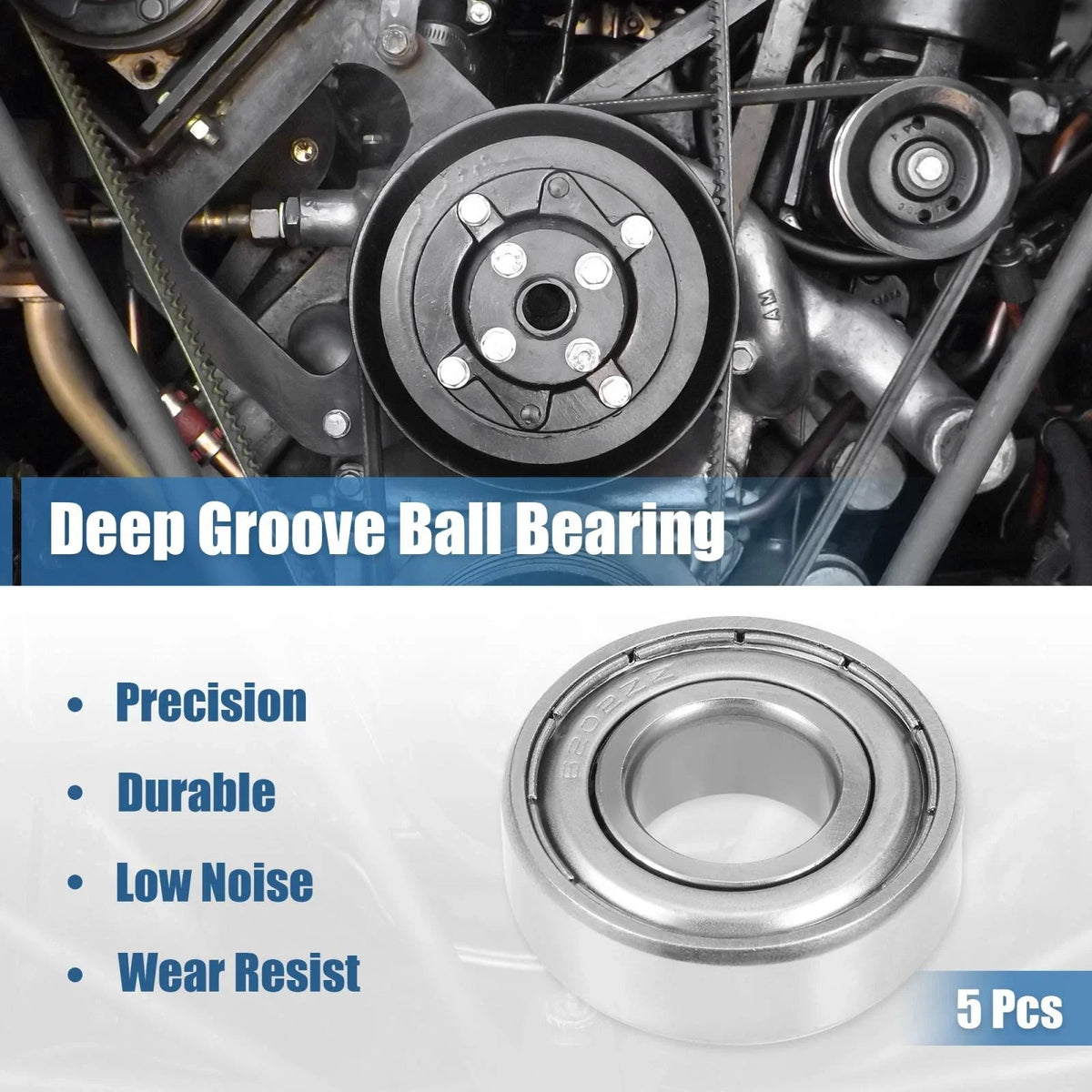 5 Pcs 6202ZZ Deep Groove Ball Bearings for Various Models (15x35x11mm)