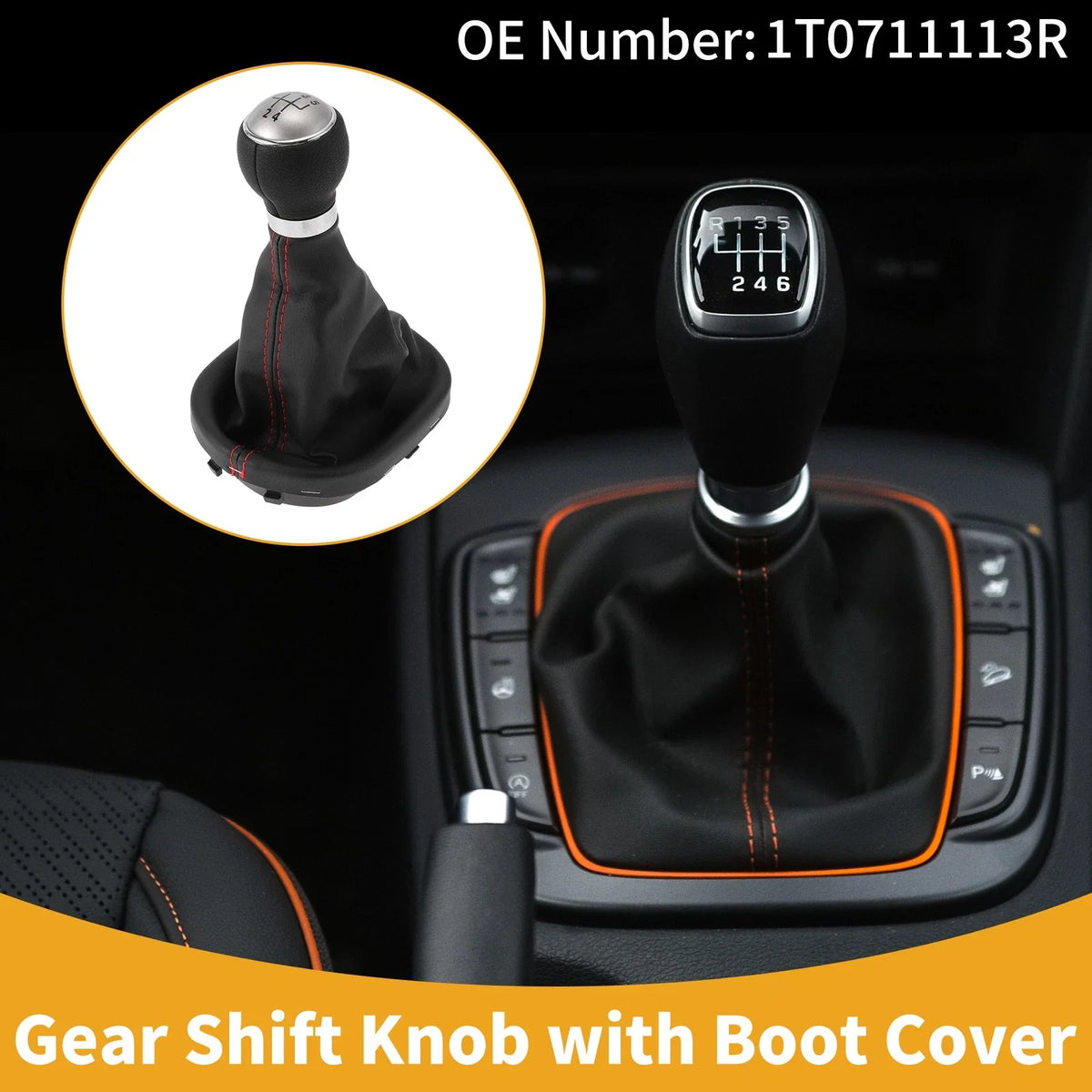 5 Speed Gear Shift Knob with Cover No.1T0711113R for VW Caddy (2004–2009)