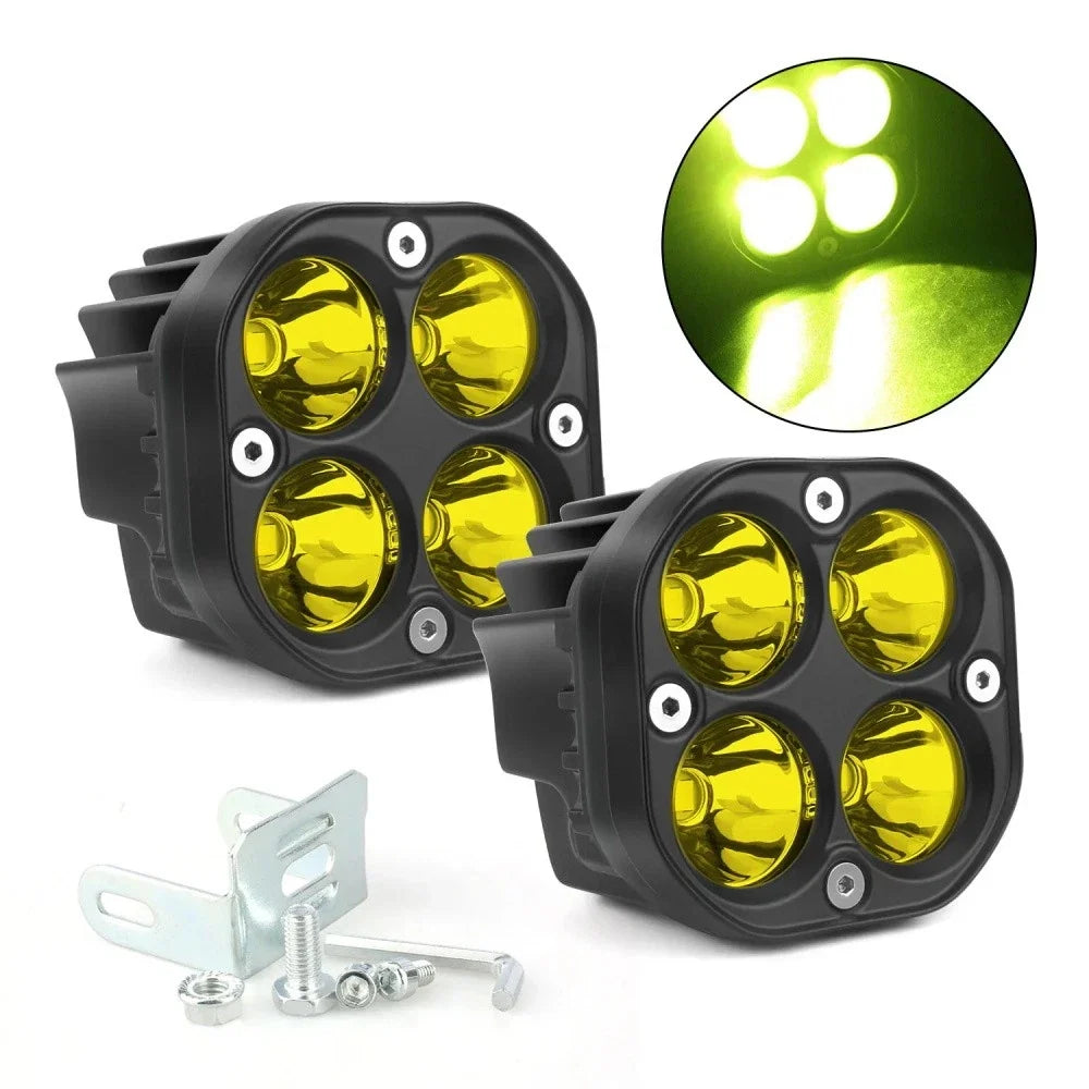 2X Yellow 3-Inch LED Work Light Cube Pods for SUVs
