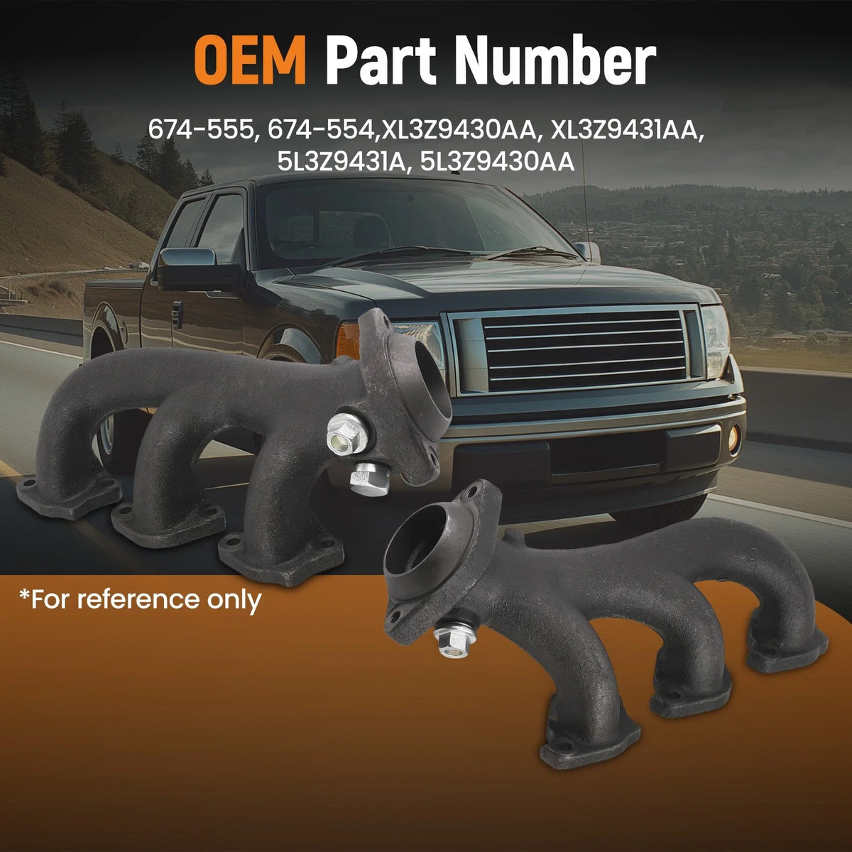 Pair of Cast Iron Exhaust Manifolds for 2003 Ford E-150 V6 4.2L 5.4L V8