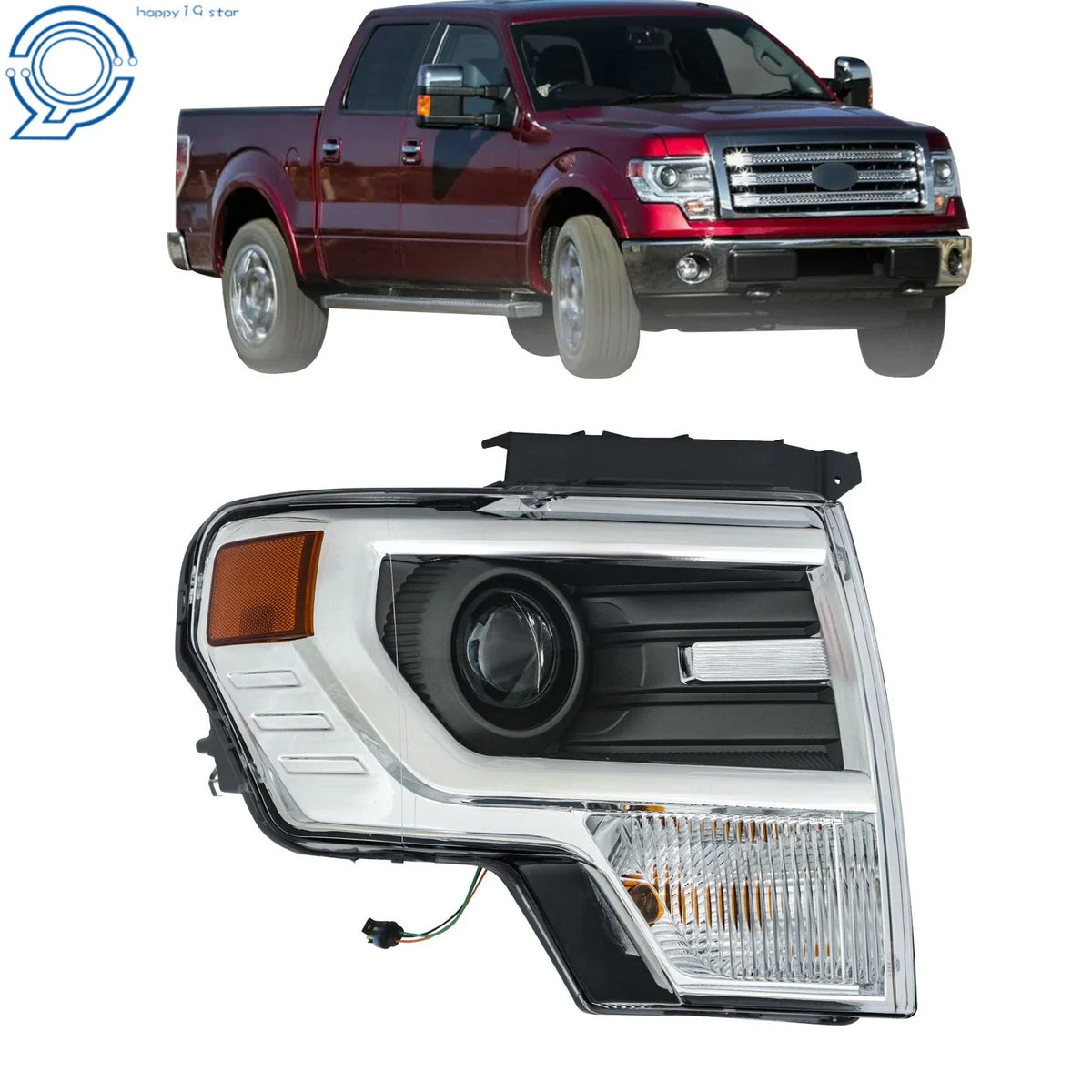 Projector Headlight for Ford F150 (2013–2014) D3S HID Electroplated Right