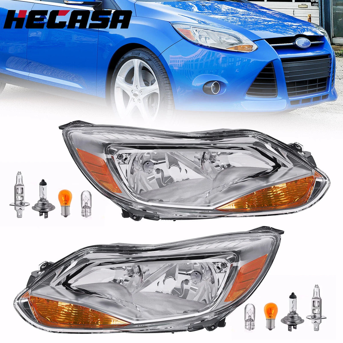 Left and Right Headlights for 2012–2014 Ford Focus