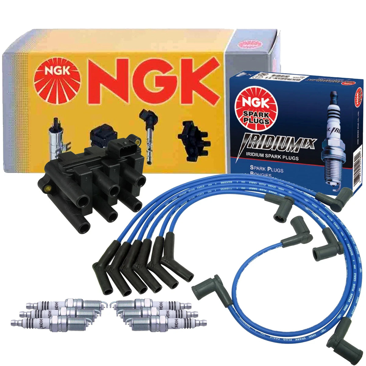 NGK DIS Ignition Coil Wires & 6 Iridium IX Spark Plugs for Ford Mercury 3.0 V6 (1990–2008)