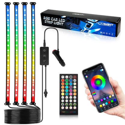 Car Interior LED RGB Light Strips - 2X with Remote Control (Universal)