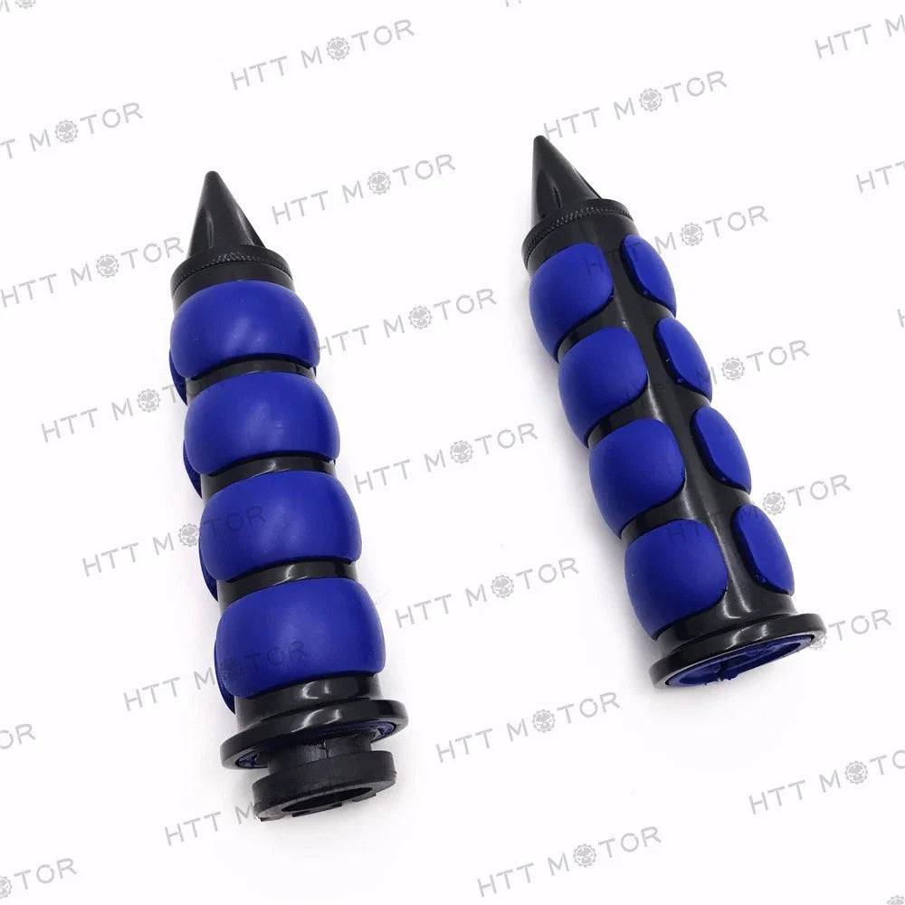 Custom Spike Hand Grips for Motorcycle (7/8" 22mm) Black Blue
