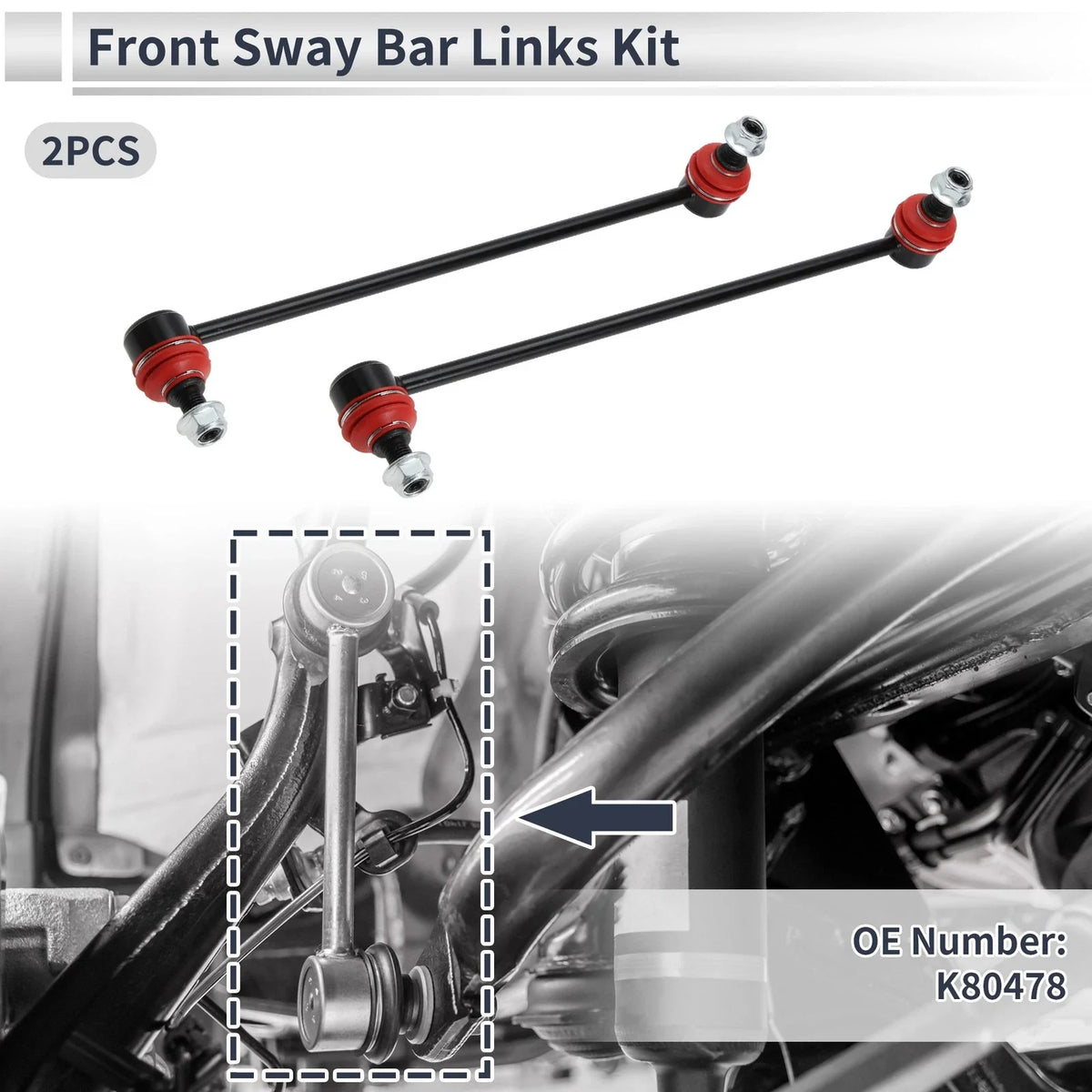 Set of 2 Front Stabilizer Bar Links for Audi A3 (2006–2019) No.K80478