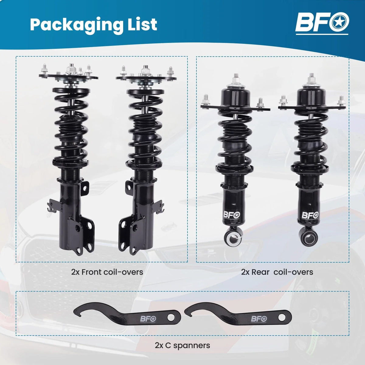 BFO Coilovers Shock Absorber Lowering Kit for Toyota Corolla (2009–2017)