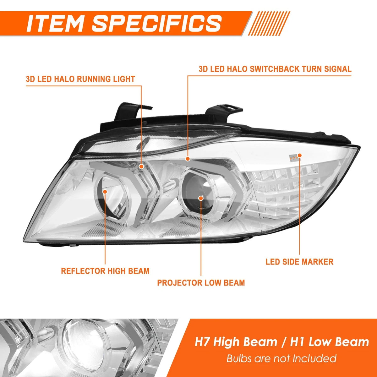 LED DRL Projector Headlight with Signal for BMW 3-Series 2009-2012