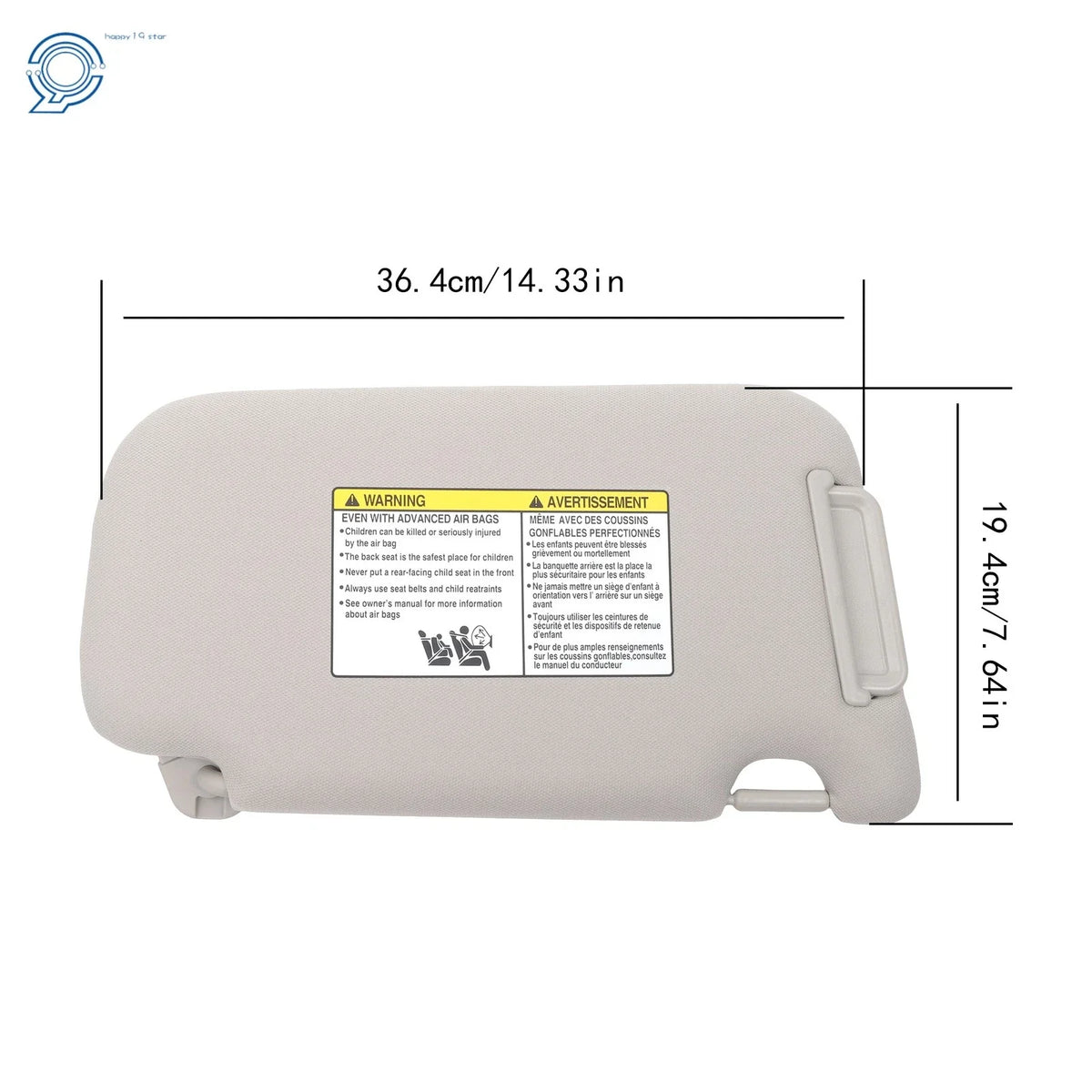 Driver Sun Visor for Nissan Sentra (2013–2019) W/ Vanity Mirror, Light Gray